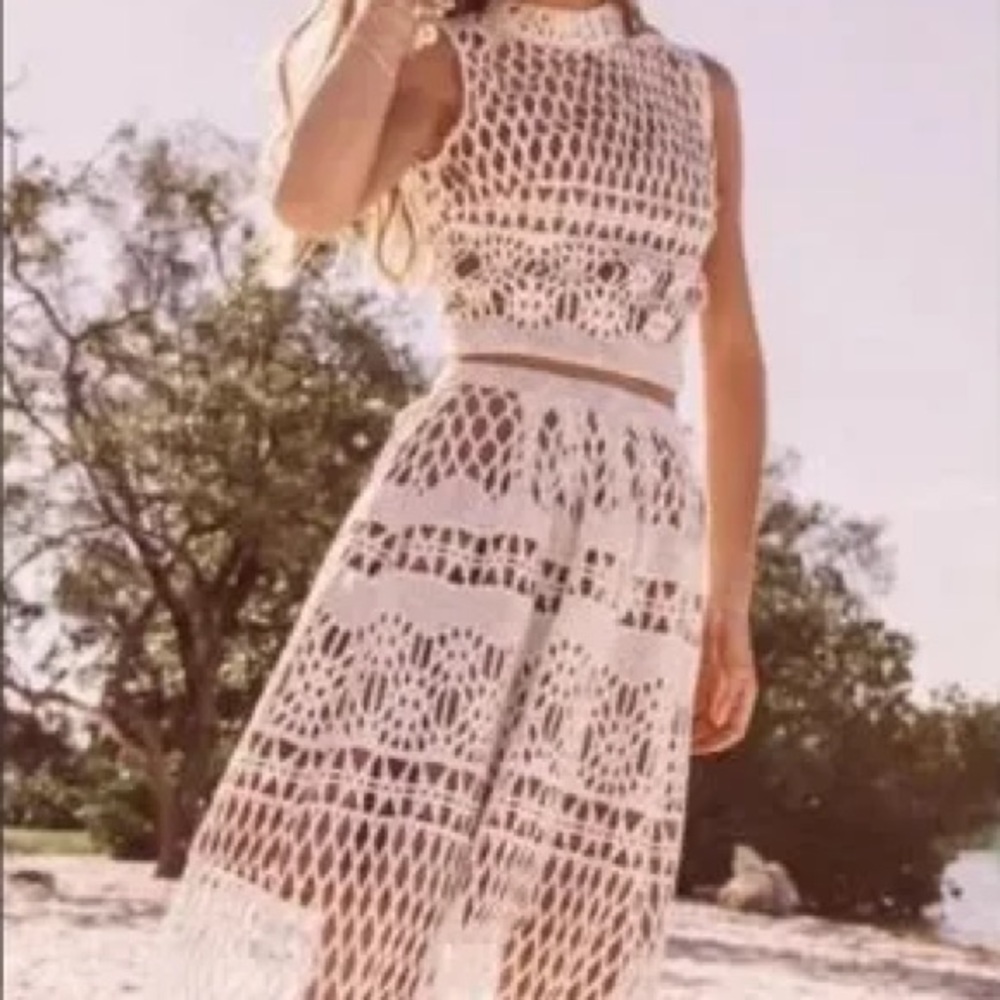 EUC Free People Ministry Of Style Demure Set Size 6 Crop Top & Skirt Z506-14